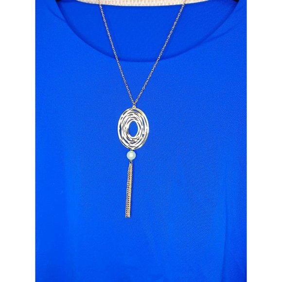 Elegant Modest Royal Blue Formal Dress with bell sleeves Size 2X and necklace - Picture 4 of 9